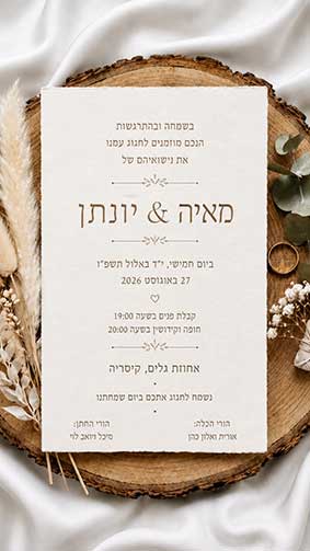 דוגמה לעיצוב הזמנה לחתונה – עיצוב 4