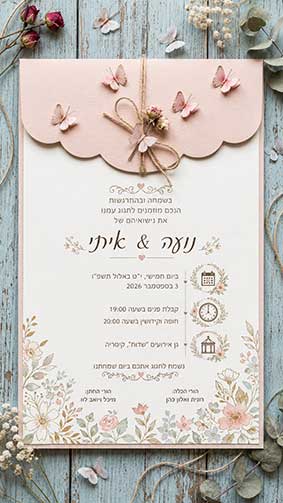 הזמנה לחתונה בעיצוב אישי – עיצוב 5